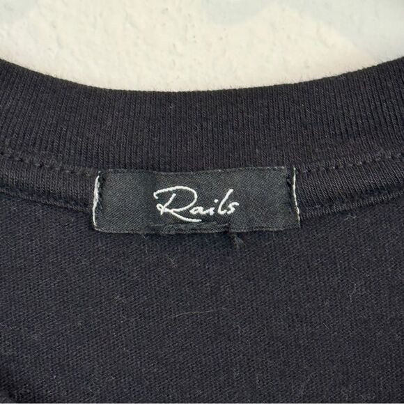 Rails Tori Black Ruched Tie Midi Cotton Dress Short Sleeve M - Picture 4 of 11